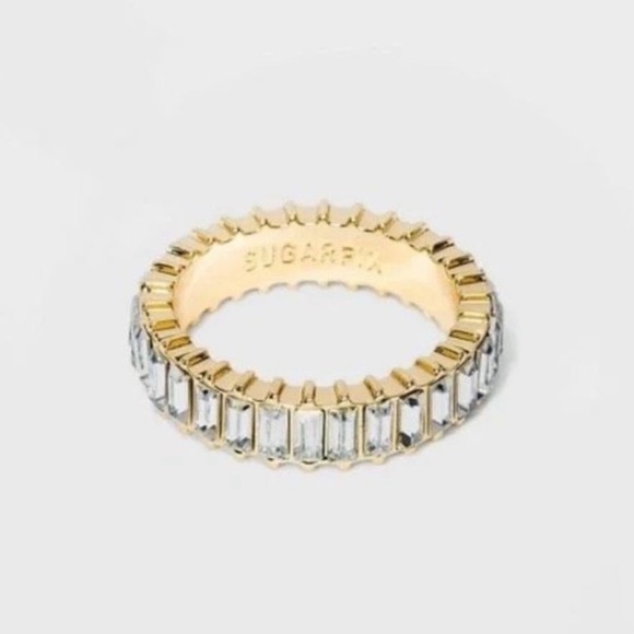 BaubleBar Jewelry - Sugarfix by BaubleBar Crystal Baguette Ring Gold Size 8 NWT